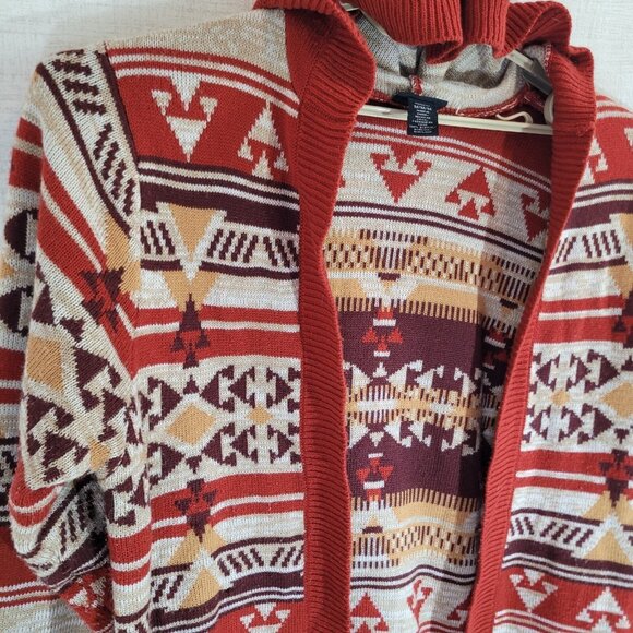 Wrangler Cardigan Womens Medium Red Open Sweater Knit Western Aztec Southwest - Picture 5 of 8